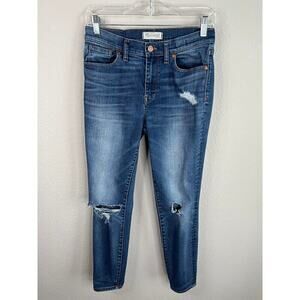 Madewell High Riser Skinny Jeans Women's 28 Distressed Dark Wash Stretch Denim